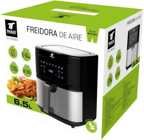 Freidora de aire FR6565 1700W, 8 programas y 6.5 litros de capacidad. Temperatura ajustable de 40 a 200ºC