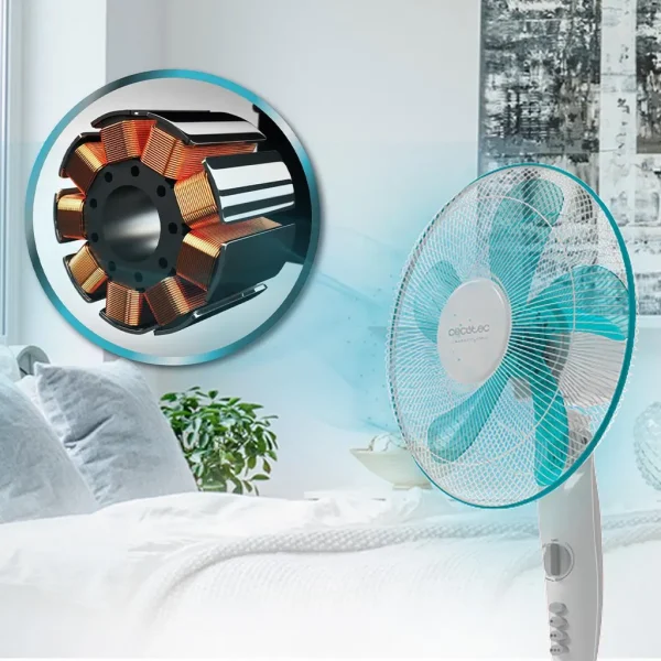 Imagen 2 Ventilador de pie EnergySilence 520 Power de 50 W con 5 aspas de 40 cm, 3 velocidades, motor de cobre y altura regulable para un frescor máximo y silencioso.