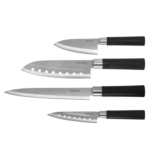 Set de 4 cuchillos Santoku Cecotec de estilo japonés con estuche negro y hojas de 2mm