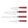 Juego de 4 cuchillos Santoku Cecotec con recubrimiento cerámico y estuche rojo vista frontal
