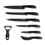Juego de 7 cuchillos profesionales Cecotec Titanium de acero inoxidable con recubrimiento cerámico negro y estuche de presentación