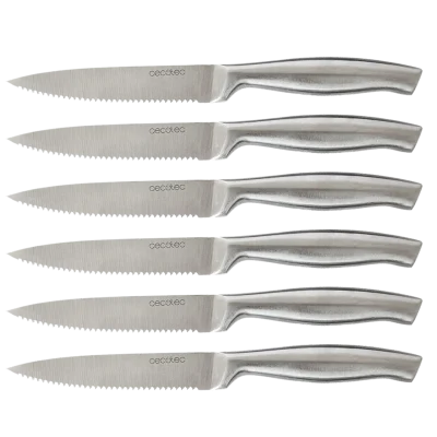 Set de 6 cuchillos profesionales de carne Cecotec de acero inoxidable con hoja de sierra y mango forjado monoblock