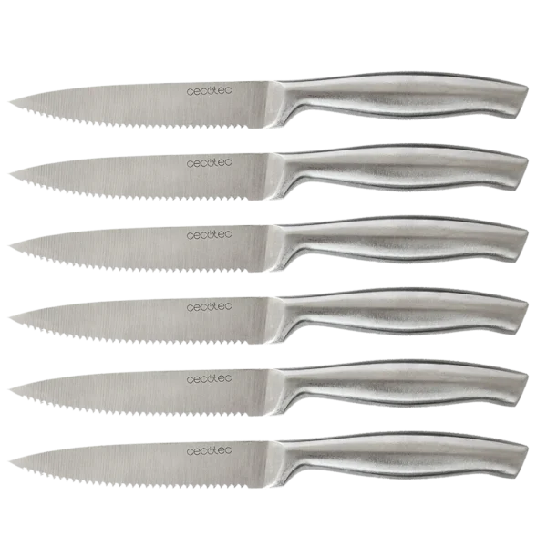 Set de 6 cuchillos profesionales de carne Cecotec de acero inoxidable con hoja de sierra y mango forjado monoblock