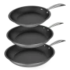 Set de tres sartenes Polka Classy de Cecotec acero inoxidable 18/10 medidas 20 24 y 28 cm con mango remachado vista frontal