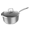 Cazo Polka Classy 16 Pot Steel de acero inoxidable 18/10 con tapa de cristal y mango remachado vista frontal