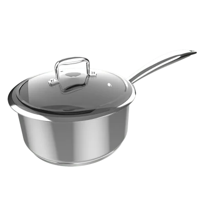 Cazo Polka Classy 16 Pot Steel de acero inoxidable 18/10 con tapa de cristal y mango remachado vista frontal