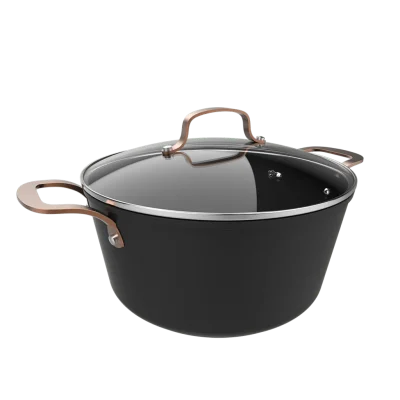 Olla de aluminio forjado Polka Fantasy 28 Pot Golden de Cecotec con asas doradas y tapa de vidrio