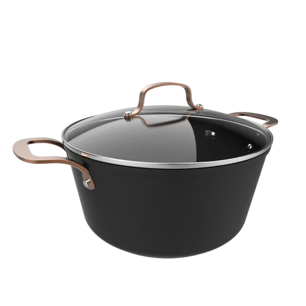Olla de aluminio forjado Polka Fantasy 28 Pot Golden de Cecotec con asas doradas y tapa de vidrio