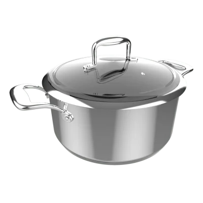 Olla Cecotec Polka Classy 24 Pot Steel de acero inoxidable con tapa de cristal y asas remachadas