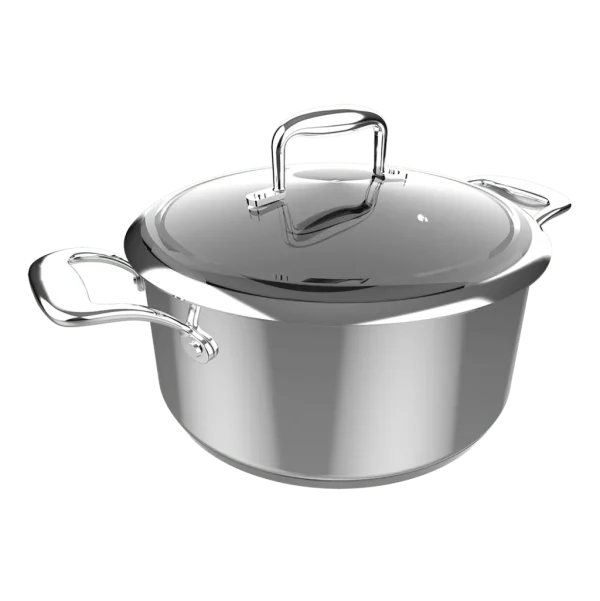 Olla Cecotec Polka Classy 24 Pot Steel de acero inoxidable con tapa de cristal y asas remachadas