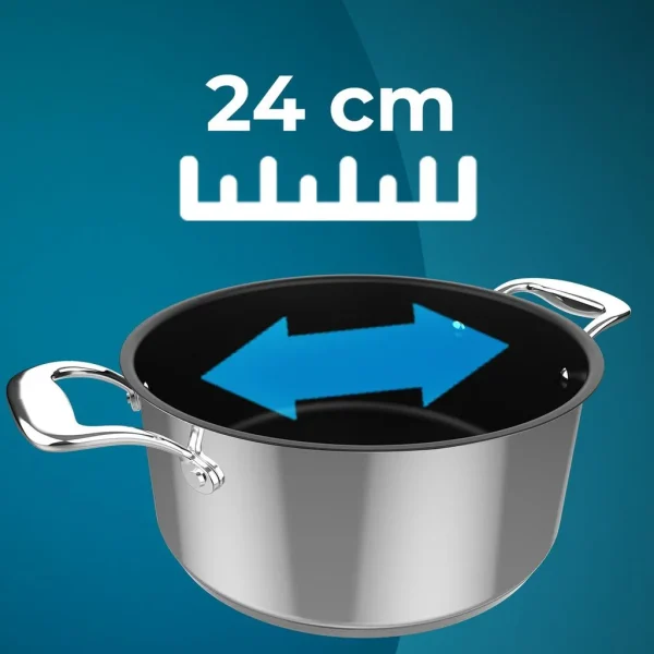 Imagen 2 Olla Polka Classy 24 Pot Steel de acero inoxidable 18/10. Capacidad de 4 L y 24 cm de diámetro. Apta para todas las cocinas, inducción y con tapa de cristal.