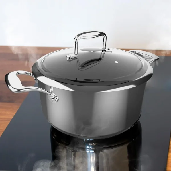 Imagen 6 Olla Polka Classy 24 Pot Steel de acero inoxidable 18/10. Capacidad de 4 L y 24 cm de diámetro. Apta para todas las cocinas, inducción y con tapa de cristal.