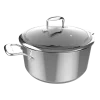 Olla Polka Classy 28 Pot Steel de acero inoxidable con tapa de cristal y asas remachadas vista frontal