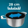Imagen 2 Olla de acero inoxidable 18/10 de 28 cm y 7,5 L. Incluye tapa de cristal, revestimiento antiadherente y es apta para todas las cocinas, incluida inducción.