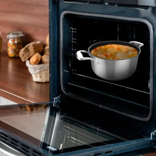 Imagen 8 Olla de acero inoxidable 18/10 de 28 cm y 7,5 L. Incluye tapa de cristal, revestimiento antiadherente y es apta para todas las cocinas, incluida inducción.