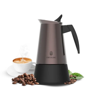 Cafetera italiana Cecotec Piccolina 900 Bronze de acero inoxidable con capacidad para 10 tazas