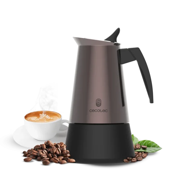 Cafetera italiana Cecotec Piccolina 900 Bronze de acero inoxidable con capacidad para 10 tazas