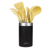 Set de utensilios de cocina Polka Experience Vulcano amarillo de 9 piezas con soporte, mangos de acero y cabezales de silicona
