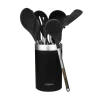Set de utensilios de cocina Polka Excellence Force de 9 piezas negros con mango efecto madera y bote organizador
