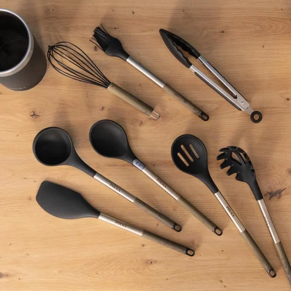 Imagen 3 Set de 9 utensilios de cocina Cecotec Polka Excellence Force de silicona y nylon. Mangos efecto madera y acabado Soft Touch para proteger el menaje.