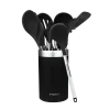 Set de 9 utensilios de cocina Cecotec Polka Exclusive Wood&Rock negros de silicona con mango de acero y soporte organizador