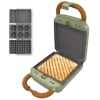 Sandwichera verde estilo retro Rock'nToast Retro One Green con placas intercambiables y acabados en acero inoxidable
