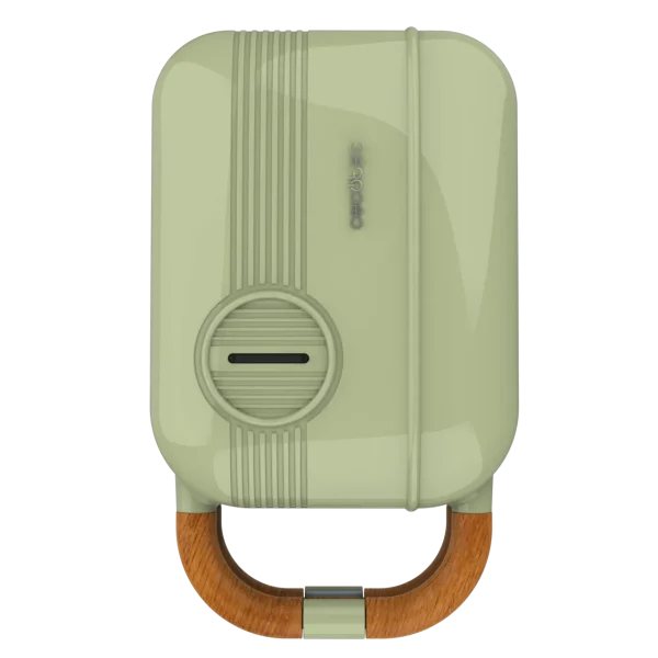 Imagen 3 Sandwichera Rock'nToast Retro One Green de Cecotec. Diseño vintage, 600 W y 3 placas desmontables: sándwiches, gofres y grill. Revestimiento RockStone.