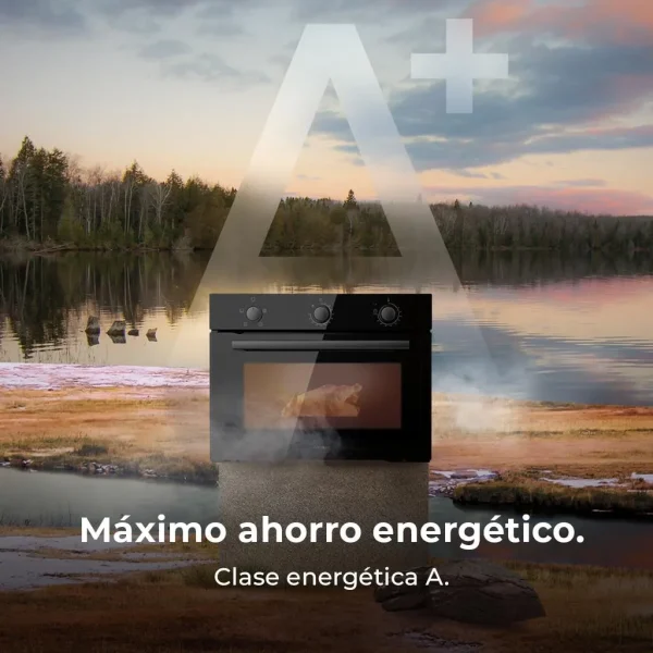 Imagen 7 Horno integrable Cecotec Bolero Hexa C134500 de 56L y 2800W. Diseño Glass Black, eficiencia energética clase A y 4 funciones de cocción para recetas perfectas.