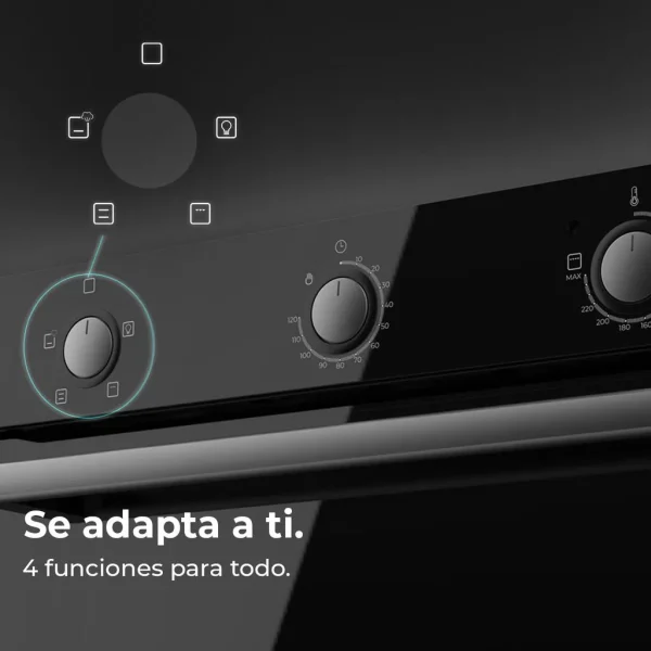Imagen 8 Horno integrable Cecotec Bolero Hexa C134500 de 56L y 2800W. Diseño Glass Black, eficiencia energética clase A y 4 funciones de cocción para recetas perfectas.