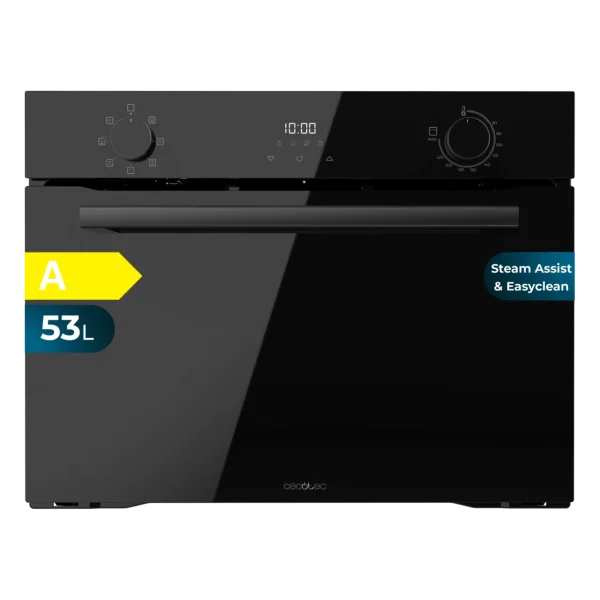 Horno integrable multifunción Cecotec Bolero Hexa M224500 Glass Black con frontal de cristal negro y mandos de control