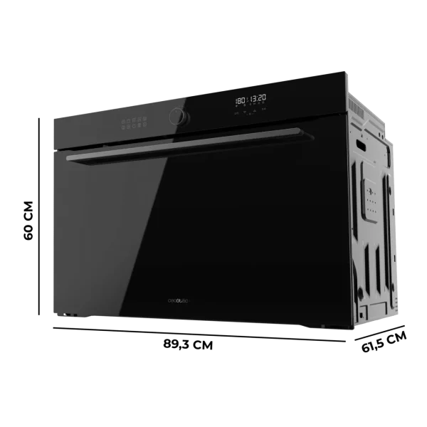 Imagen 3 Horno Cecotec Bolero Hexa AF319000 Glass Black de 133L con Airfryer Master, Pizza Master y Steam Assist. Cocción uniforme y limpieza Steam EasyClean Clase A.