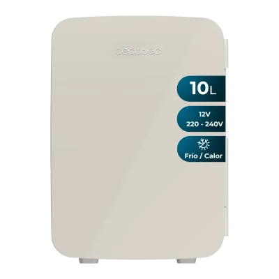 Frigorífico mini portátil Bolero MiniCooling 10L Bahamas Beige con asa de transporte y diseño retro