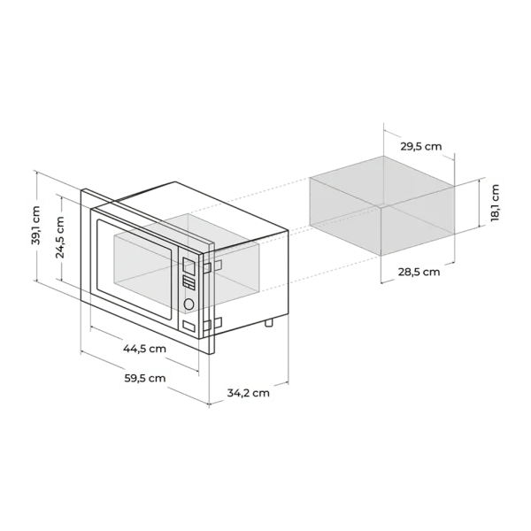 Imagen 2 Microondas digital encastrable de 20L con 700W, grill y 9 funciones. Diseño elegante en color negro con panel intuitivo y modo de inicio rápido Quick Start.