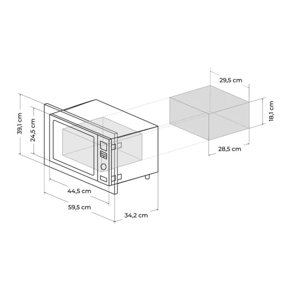Imagen 8 Microondas digital encastrable de 20L con 700W, grill y 9 funciones. Diseño elegante en color negro con panel intuitivo y modo de inicio rápido Quick Start.