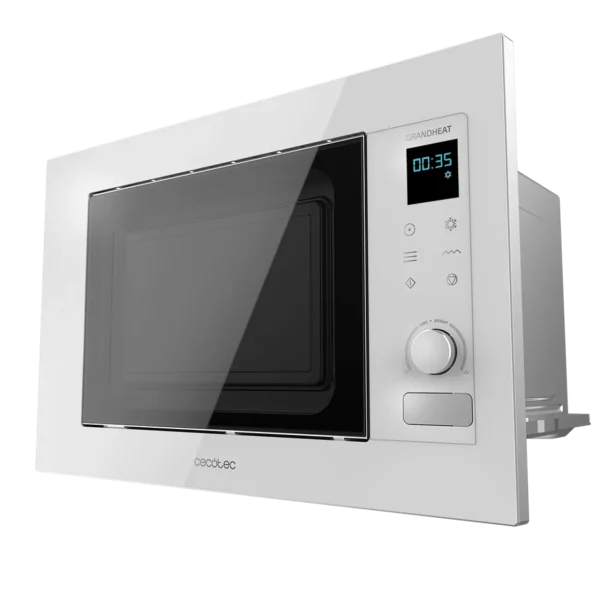 Microondas encastrable Cecotec GrandHeat 2090 Built-in Touch White con panel táctil y acabado en cristal blanco