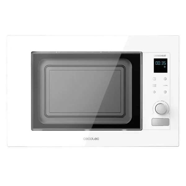 Imagen 2 Microondas encastrable de 21L con grill, 1200 W y panel táctil. Diseño en blanco con revestimiento cerámico y 8 funciones preconfiguradas para tu cocina.