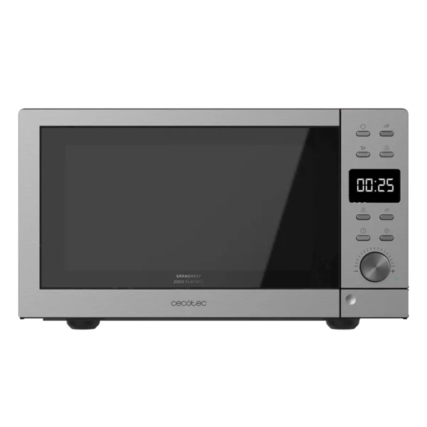 Imagen 2 Microondas digital sin plato GrandHeat 2000 Flatbed Steel de 20L y 700W. Diseño compacto con 6 niveles, 8 funciones preconfiguradas y temporizador.