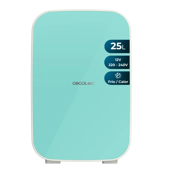 Mini frigorífico portátil Bolero MiniCooling 25L Bahamas Mint con diseño retro y asa superior