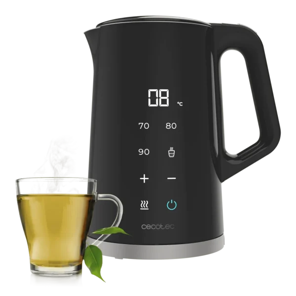 Hervidor de agua eléctrico Cecotec ThermoSense 800 Neo de acero inoxidable con pantalla digital encendida