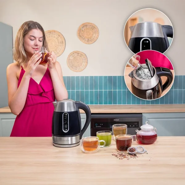 Imagen 6 Hervidor Cecotec Thermosense 400 VisionLight de 1,7L y 2200W. Con pantalla LED, control de temperatura ajustable y vidrio de borosilicato resistente.