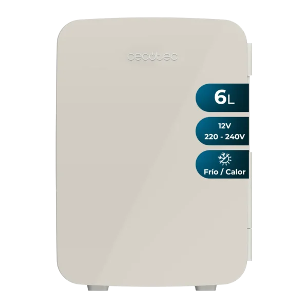 Frigorífico mini Bolero MiniCooling 6L Bahamas Beige de Cecotec con asa superior y diseño retro