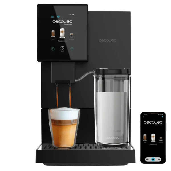 Cafetera superautomática compacta Cecotec Cremmaet Compactccino Connected con pantalla TFT y sistema de leche frontal