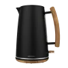 Hervidor de agua eléctrico Cecotec ThermoSense 400 Black Woody de acero inoxidable negro con detalles en madera y base giratoria