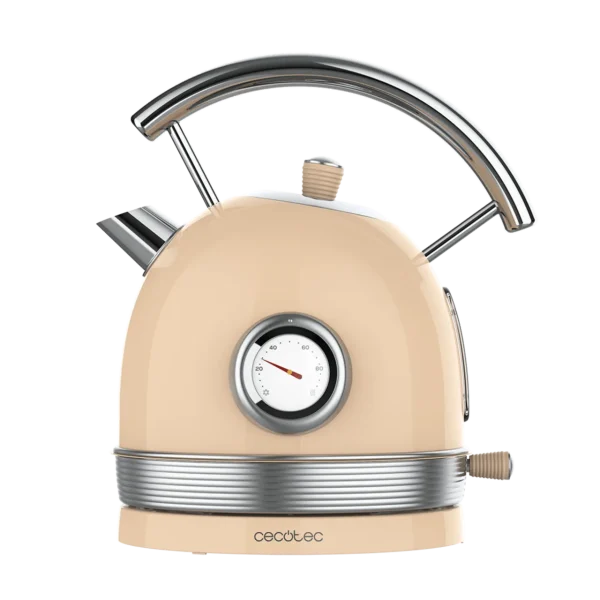 Hervidor de agua eléctrico Cecotec ThermoSense 420 Vintage Light Beige de acero inoxidable con medidor de temperatura frontal