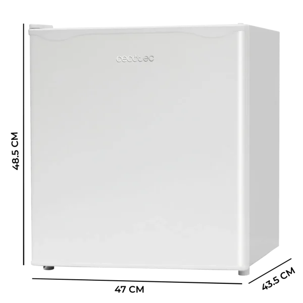 Imagen 2 Mini frigorífico silencioso Cecotec de 46 litros con congelador. Diseño compacto de 48 cm de alto, puerta reversible y eficiencia energética clase E.