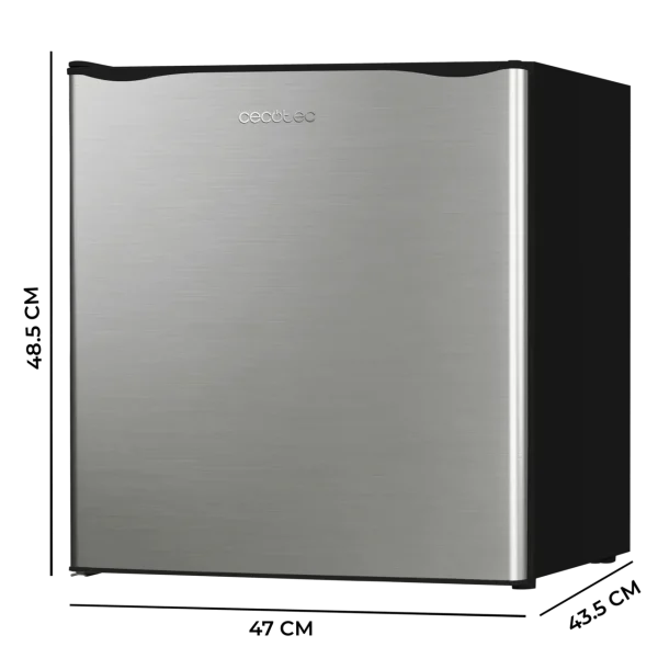Imagen 2 Mini frigorífico Cecotec GrandCooler 20000 SilentCompress Inox E de 46L. Compresor silencioso, eficiencia clase E y compartimento congelador integrado.