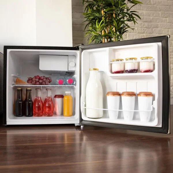 Imagen 6 Mini frigorífico Cecotec GrandCooler 20000 SilentCompress Inox E de 46L. Compresor silencioso, eficiencia clase E y compartimento congelador integrado.