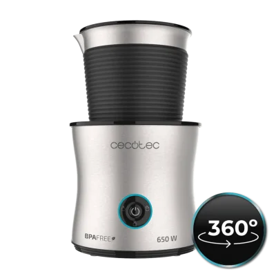 Espumador de leche Cecotec Power Moka Spume 5000 con jarra de acero inoxidable y base de 360 grados