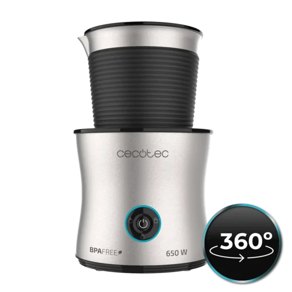 Espumador de leche Cecotec Power Moka Spume 5000 con jarra de acero inoxidable y base de 360 grados