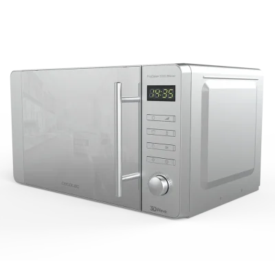 Microondas Cecotec ProClean 5020 Mirror de 20L y 700W con frontal efecto espejo y tirador de acero inoxidable